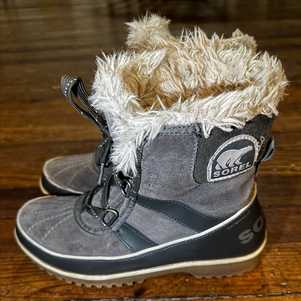 Sorel Tivoli II Winter Boots Women’s Size 7 Grey Waterproof Faux Fur NL2089-052